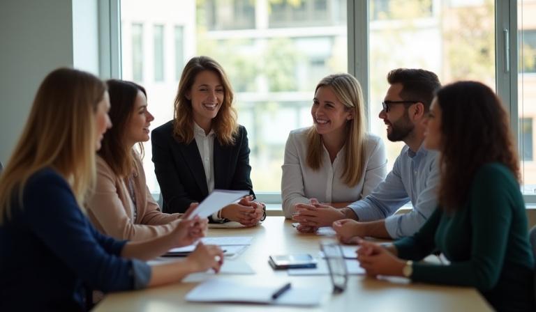 Group of professionals engaged in a learning and development session